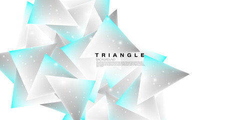 Modern abstract background with 3d triangular elements and glowing particle effects.