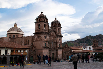 Fototapeta premium Church building Cusco main Square sky