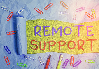 Word writing text Remote Support. Business photo showcasing type of secure service, which permits...