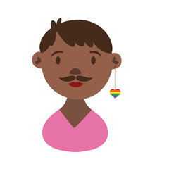 afro gay man character hand draw style