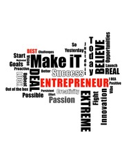 Fototapeta premium Entrepreneurship word cloud with characteristics of entrepreneur 