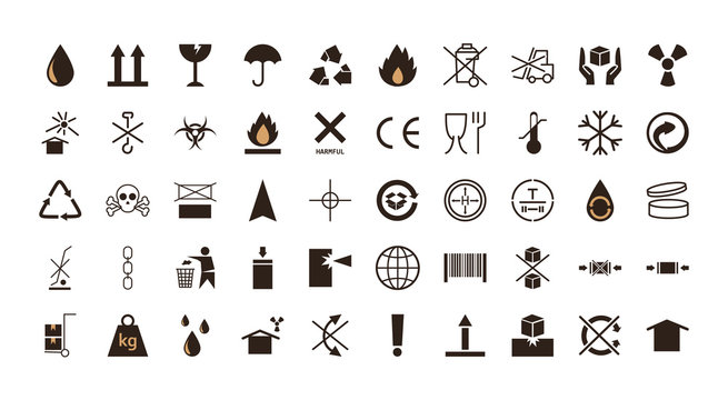 Cardboard and packaging flat style icon set vector design