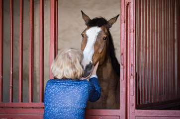 Kobieta całuje konia - obrazy, fototapety, plakaty