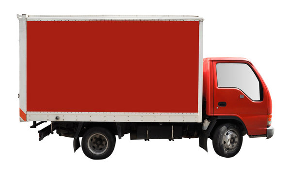 Blank Red Truck Isolated On A White Background