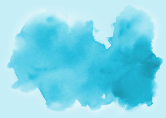 Wet on wet watercolor abstract homemade background blue