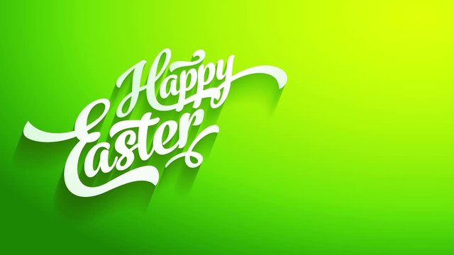 joyful easter reception postcard front with white 3d handwriting forming shadows on green croma like background