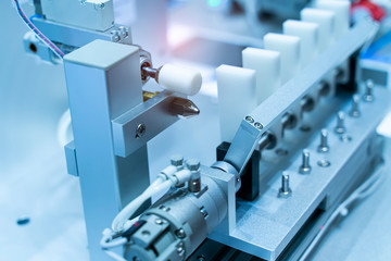 robotic and pneumatic piston unit on industrial machine,automation compressed air factory production