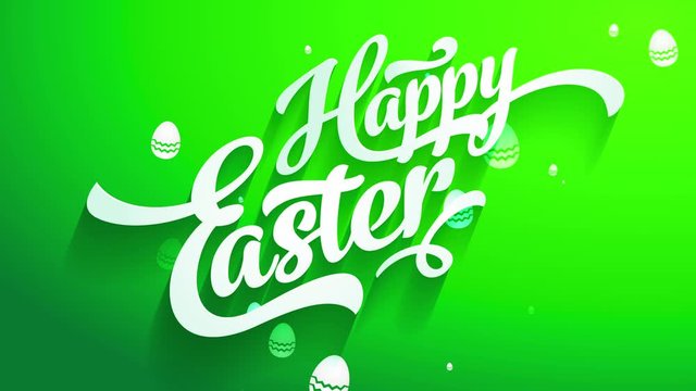 joyful easter greeting cardboard front with white 3d calligraphy forming darkness on green croma like scene
