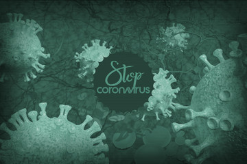 Background concept for news about the novel coronavirus COVID-19 pandemic. Microscope virus and lettering close up, 3d rendering.