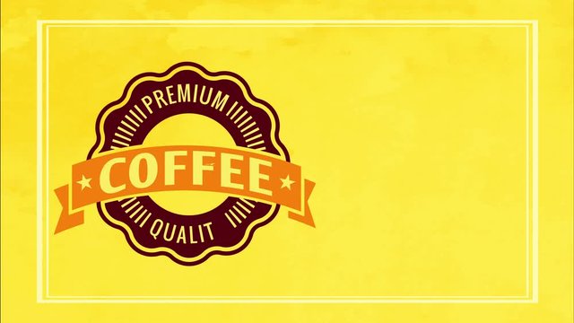 retro cafe announcement for fancy value coffee product with colourful golden frame and wavy boundary icon