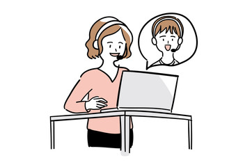 リモートワークで会話をする女性