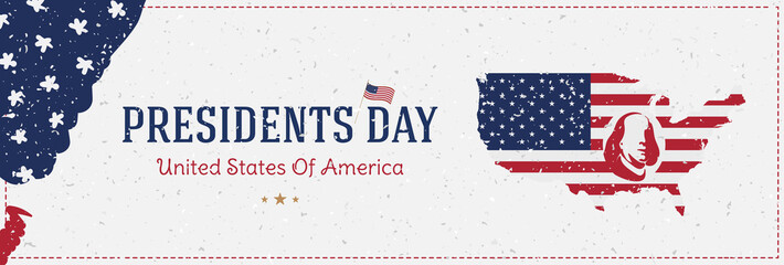 Happy Presidents Day of USA. Template design element with portrait of the president and USA flag. National American holiday event.