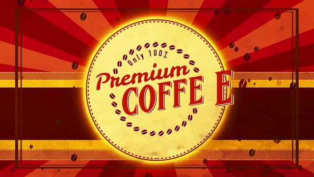 solo 100 rate premium coffee classical branding way with fried beans building rounded symbol on striped scene