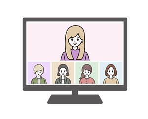 ビデオ会議 ウェブ会議 イラスト	