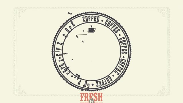 coffee shop art for coffee tasting event with westerns style font on rounded vintage icon with stars