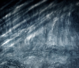 Beautiful Abstract Grunge Decorative Navy Blue Dark Stucco Wall Background. Art Rough Stylized...