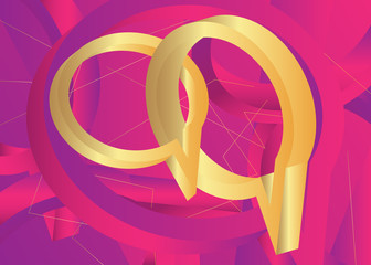 Minimalist purple and pink premium exclusive speech bubble gradient geometric elements. Vector luxury background with