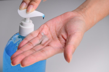 people healthful washing clean hand with liquid alcohol gel medical prevention of coronavirus