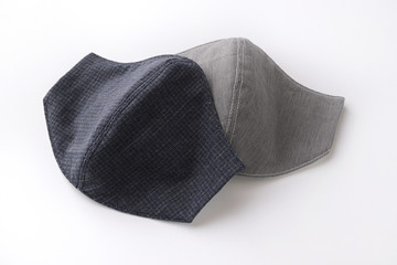 cloth mask design made from cotton fabric, object isolated on white background