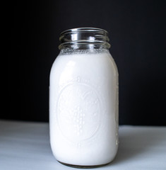 homemade coconut milk in glass jar