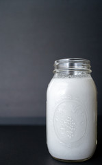 homemade coconut milk in glass jar