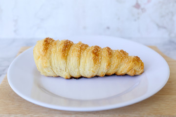 Horn pastry cake with vla or vanilla custard filling. Homemade cumcum cake filled with cream