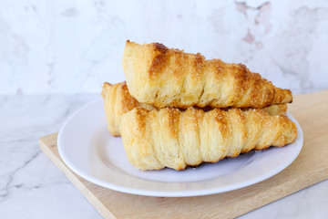 Horn pastry cake with vla or vanilla custard filling. Homemade cumcum cake filled with cream