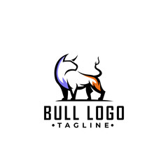 Fototapeta premium Simple line art strong bull logo design vector template