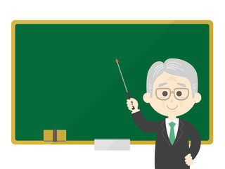 黒板で授業する先生のイラスト