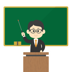 黒板で授業する先生のイラスト