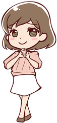 お願いするアニメ調のお姉さん