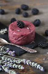 semolina pudding with blackberry and lavender