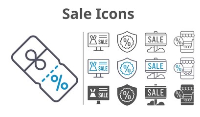 sale icons icon set included online shop, sale, discount, warranty icons