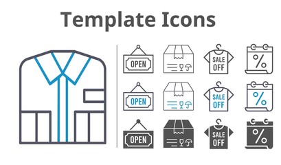 Obraz premium template icons icon set included calendar, shirt, package, open icons