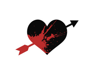 Design of heart with arrow illustration