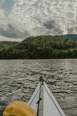 Kayaking in a remote desolate lake in the remote Adirondack wilderness