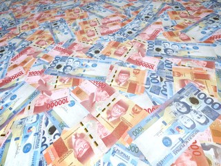 Background Of 200, 500 And 1000 Philippine Peso Currency Banknotes 