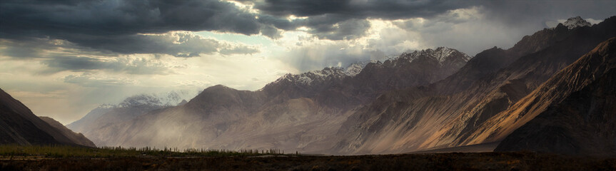 panorama of Nubra valley famous landscape in ladakh