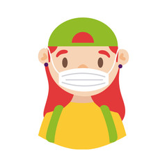 female delivery worker using face mask detailed style