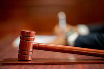 Wooden Hammer for Adjudge Judicial of Lawyer In the courtroom
