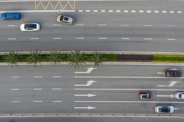 Cars driving on urban traffic road