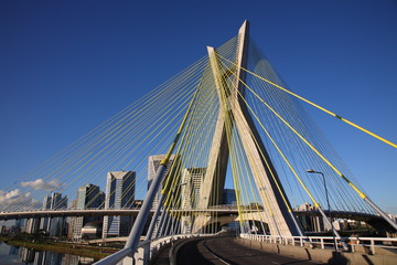 Fototapeta na wymiar closeup of Octavio Frias de Oliveira Suspension Bridge in Sao Paulo city, Brazil