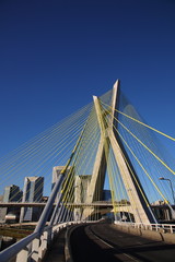 closeup of Octavio Frias de Oliveira  Suspension Bridge in Sao Paulo city, Brazil