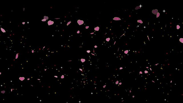 pink heart and yellow border and red yellow white stars floating