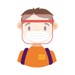delivery worker using face mask detailed style