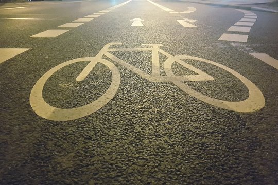 High Angle View Of Bicycle Lane