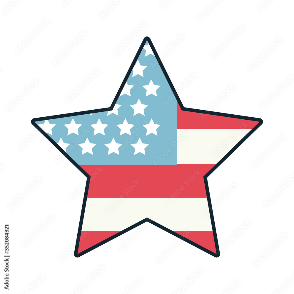 Poster star with usa flag line and fill style icon