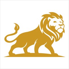 gold unique lion logo designs illustration
