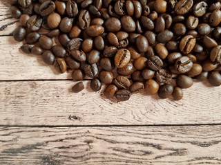 Coffee beans are on the board
