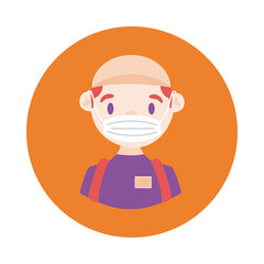 delivery worker using face mask block style